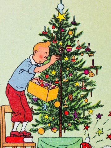 Tintin - 1 Wenskaart - Gelukkig Nieuwjaar 1950 - Casterman -