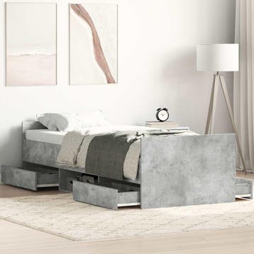 vidaXL Bedframe met hoofd- en voeteneinde betongrijs 100x200, Verzenden, Nieuw