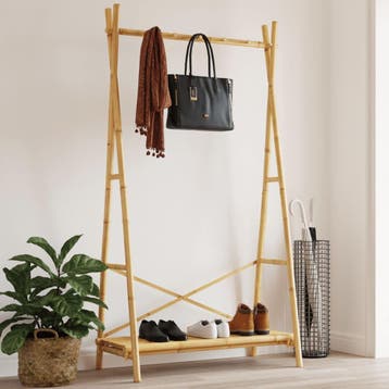 vidaXL Kledingrek met schap 102x50x190 cm bamboe, Huis en Inrichting, Verzenden, Nieuw
