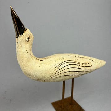 Ewa Budzowska - sculptuur, The bird, Big (with 24carat gold)