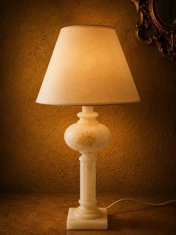Lampe de table - Albâtre - Lampe dalbâtre, Antiquités & Art