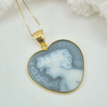 Zilver, Verguld - Cameo - cameo gegraveerd op agaat