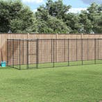 vidaXL Hondenkennel met dak 16,94 m² staal, Verzenden