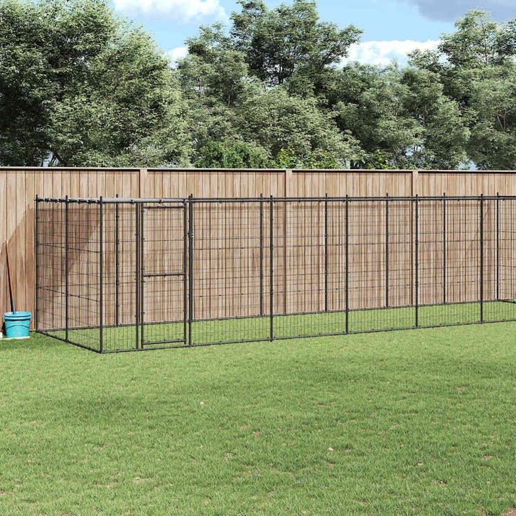 vidaXL Hondenkennel met dak 16,94 m² staal, Animaux & Accessoires, Caisses pour chiens, Envoi