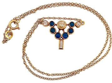 Collier - 18 carats Or jaune Diamant (Naturelle) - Saphir, Handtassen en Accessoires, Kettingen, Nieuw