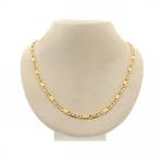 Bicolor gouden fantasieschakel ketting, Ophalen of Verzenden, Gebruikt, Overige kleuren, Goud