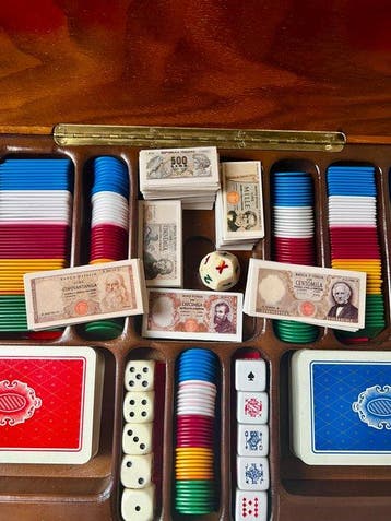 Dal Negro Deluxe Wooden Games Compendium Case - Poker Chips,