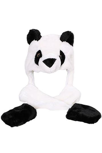 KIMU® Muts Wanten Panda Sjaalmuts met Oortjes Zwart Wit Reuz, Ophalen of Verzenden