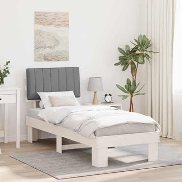 vidaXL Bedframe met Gevoerde Hoofdbord Lichtgrijs 80 x 200, Huis en Inrichting, Verzenden, Nieuw
