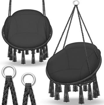 Hangstoel - Binnen & Buiten - Hangschommel - Tot 200kg - Zwa, Verzenden, Nieuw