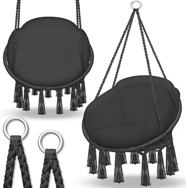 Hangstoel - Binnen & Buiten - Hangschommel - Tot 200kg - Zwa, Huis en Inrichting, Fauteuils, Nieuw, Verzenden