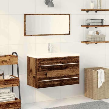 vidaXL Wastafel kabinet voor de badkamer Oud Hout 80 x 38,5, Verzenden
