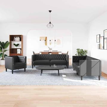 vidaXL Woonkamerbank / zetel 3 st Zwart Kunstleer, Verzenden