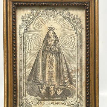 Lijst - Hout - Antieke Portugese ingelijste gravure van