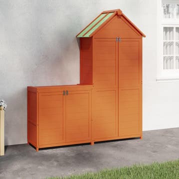 vidaXL 2-delige Tuinschuurset massief grenenhout bruin, Tuin en Terras, Tuinhuizen, Verzenden, Nieuw