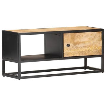 vidaXL Tv-meubel met bewerkte deur 90x30x40 cm ruw mangohout, Verzenden