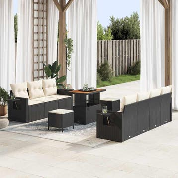 vidaXL Tuinbank Set 10 st 7-Aantal zitplaatsen Zwart en, Verzenden