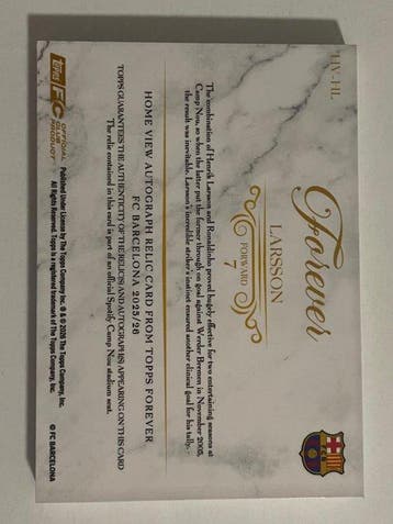 Topps Fc Barcelona Forever Henrik Larsson Gesigneerde kaart,, Nieuw