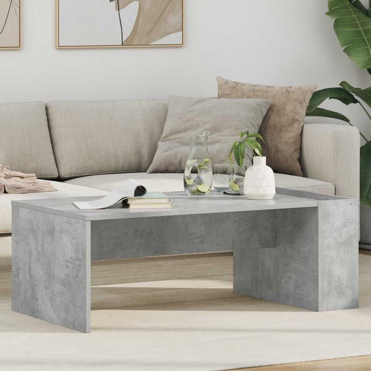 vidaXL Salontafel Beton Grijs 95 x 50 x 34 cm Bewerkt hout, Huis en Inrichting, Tafels | Salontafels, Nieuw, Verzenden