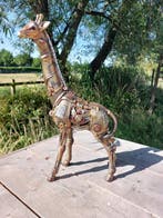 Statue, standing giraffe steampunk - 53 cm - polyrésine