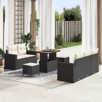 vidaXL Tuinbank Set 8 st 5-Aantal zitplaatsen Zwart en Crème, Verzenden, Nieuw