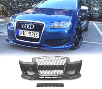 PARE CHOCS FRONTAL AUDI A3 8P 04-08 LOOK RS3 CHROMÉ NOIR, Verzenden, Nieuw