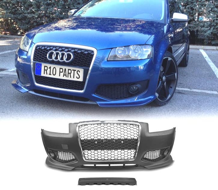 PARE CHOCS FRONTAL AUDI A3 8P 04-08 LOOK RS3 CHROMÉ NOIR, Autos : Pièces & Accessoires, Carrosserie & Tôlerie, Envoi