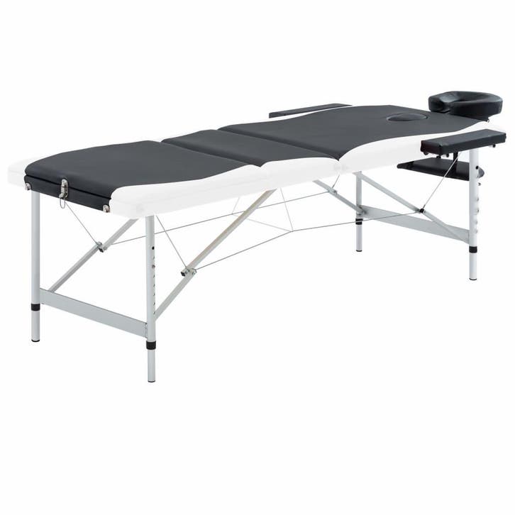 vidaXL Massagetafel inklapbaar 3 zones aluminium zwart en, Sports & Fitness, Produits de massage, Envoi