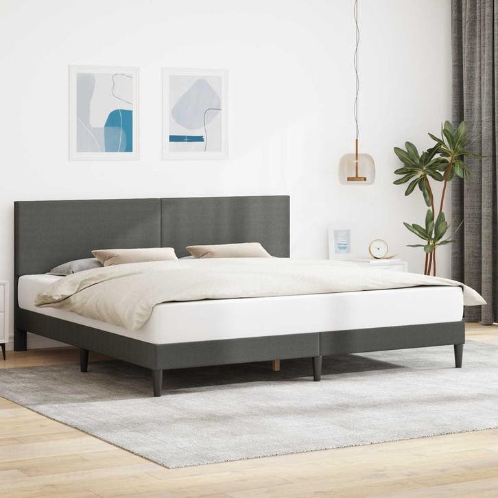 vidaXL Bedframe met hoofdeinde Donkergrijs 180 x 200 cm, Huis en Inrichting, Slaapkamer | Bedden, Nieuw, Verzenden