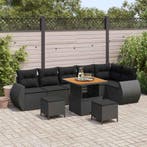 vidaXL Tuinbank Set met kussen met opslag 9 pcs Zwart Poly, Verzenden, Nieuw