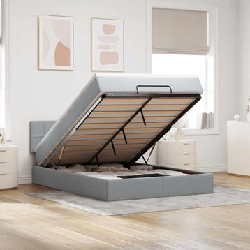 vidaXL Bed poef met matras en LEDs stof 140x190 cm, Verzenden, Nieuw