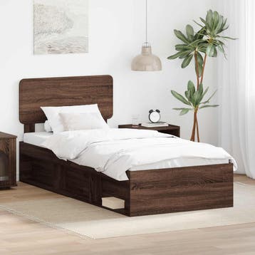 vidaXL Bedframe Bruin Eiken 100 x 200 cm Massief grenenhout, Verzenden