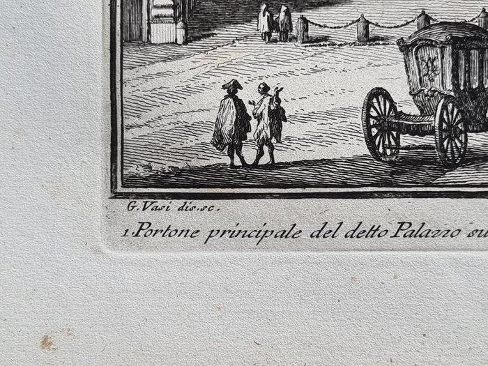 Giuseppe Vasi (1710-1782) - Palazzo Borghese - Roma, Antiek en Kunst, Antiek | Overige Antiek