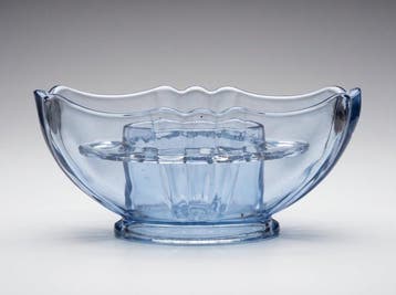 Schaal - IJsblauwe bloemenhouder • Pique fleur • Art Deco