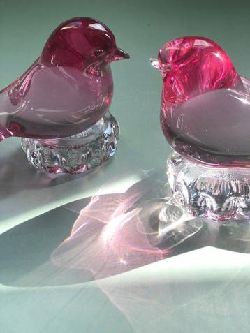 sculptuur, Two birds, Murano glass art - 10 cm - Glas, Antiek en Kunst, Antiek | Glaswerk en Kristal