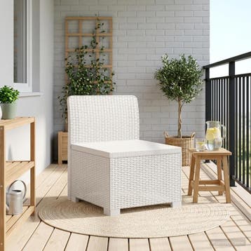 vidaXL Eén-zits Tuin Sofa Rieten Look PP Wit, Verzenden