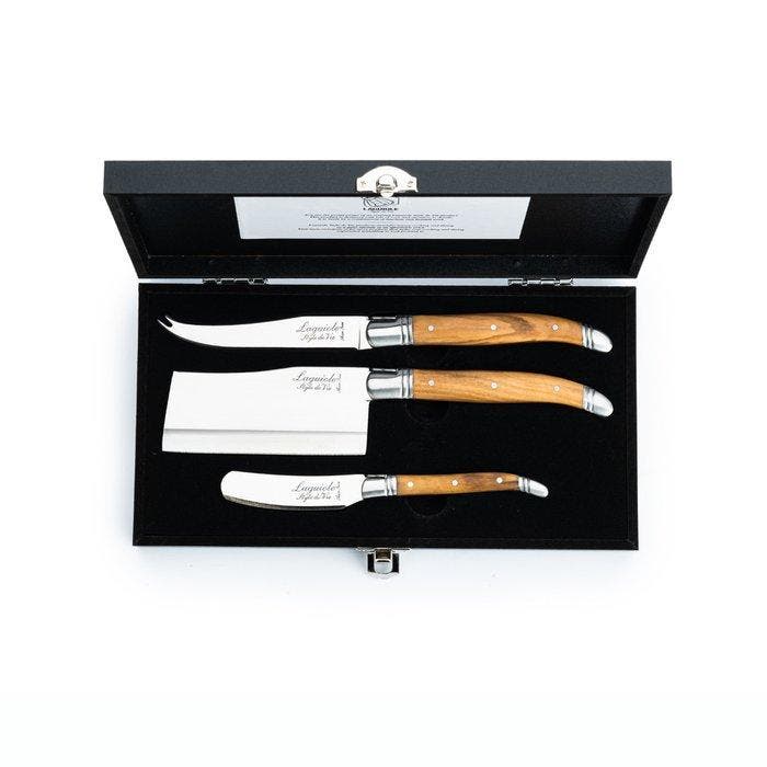 Laguiole - 3x Cheese Knives - Olive Wood - style de -, Antiquités & Art, Antiquités | Ustensiles de cuisine