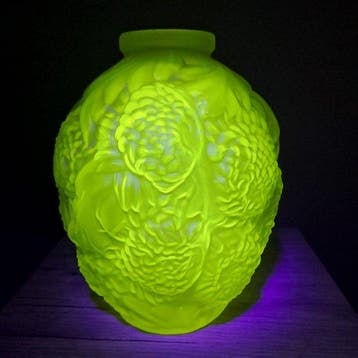 Vase balustre - vase avec décor de dahlias - Ouraline, Antiquités & Art, Antiquités | Verre & Cristal