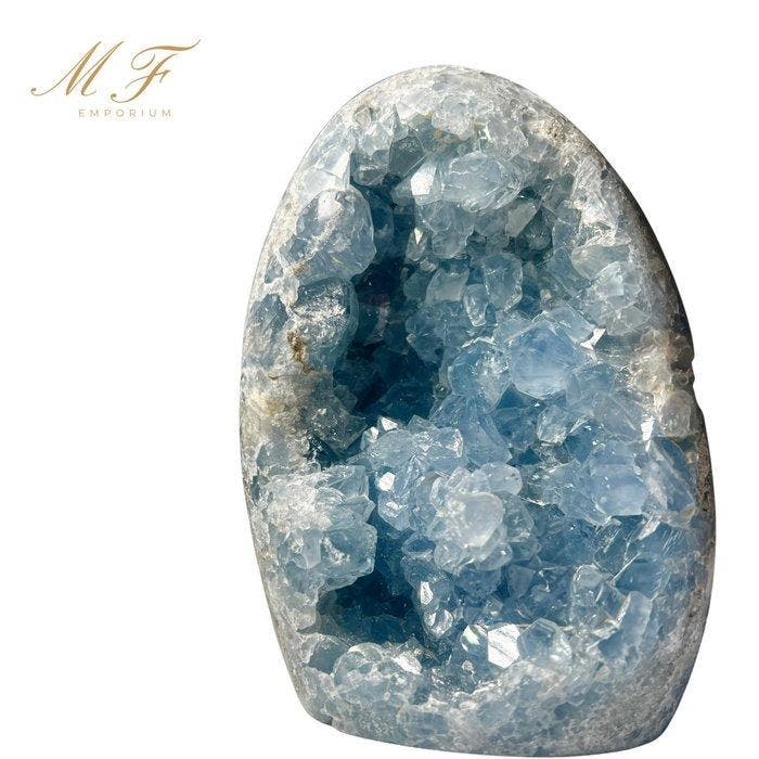 Premium - Géode Célestine Geode - Hoogte: 140 mm - Breedte:, Collections, Minéraux & Fossiles