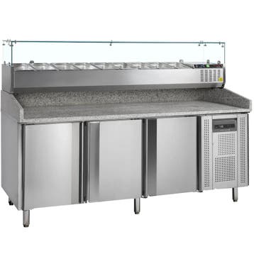 Pizzawerkbank + Opzetkoelvitrine | 580L | 3 Deuren, Verzenden, Nieuw in verpakking