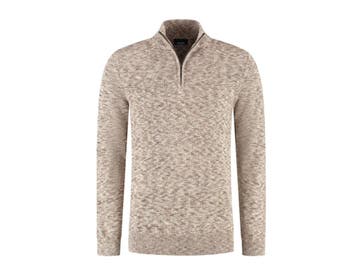 Boston Brothers Twisted Half Zip Pullover - Ademend - Sand -, Kleding | Heren, Overige Herenkleding, Verzenden, Nieuw