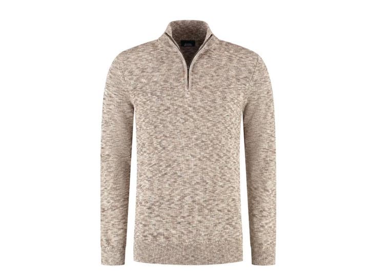Boston Brothers Twisted Half Zip Pullover - Ademend - Sand -, Kleding | Heren, Overige Herenkleding, Nieuw, Verzenden