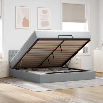 vidaXL Bed met matras 160x200 cm stof lichtgrijs, Huis en Inrichting, Verzenden, Nieuw
