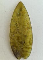 Chinois ancien Jade Ornements en tissu en forme de feuille -