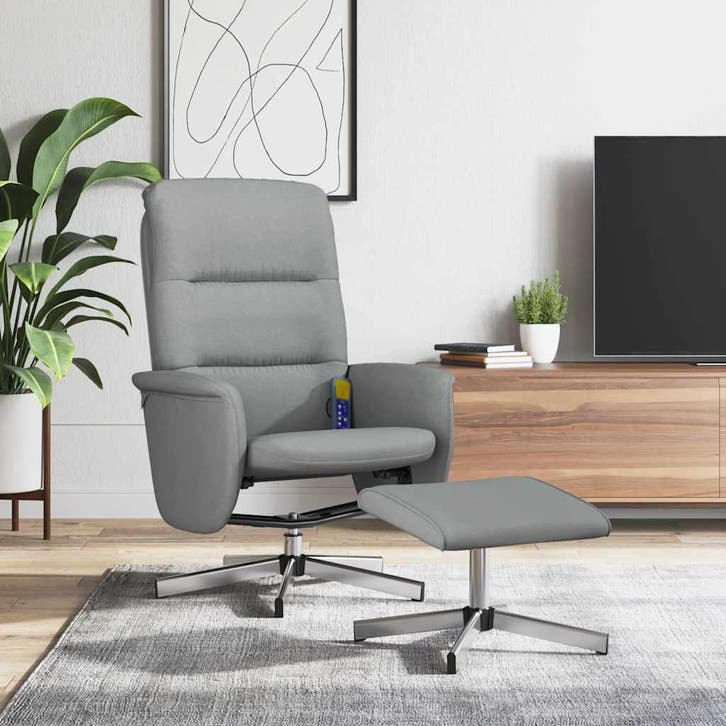 vidaXL Massagestoel verstelbaar met voetenbank stof, Maison & Meubles, Fauteuils, Envoi