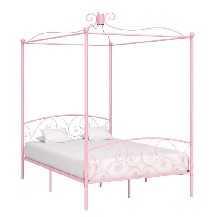 vidaXL Hemelbedframe metaal roze 140x200 cm, Huis en Inrichting, Slaapkamer | Bedden, Nieuw, Verzenden
