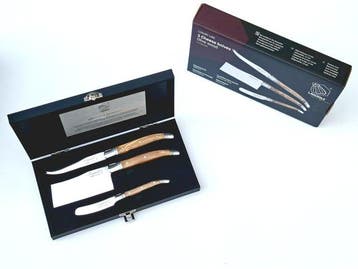 Laguiole - 3x Cheese Knives - Olive Wood - style de -