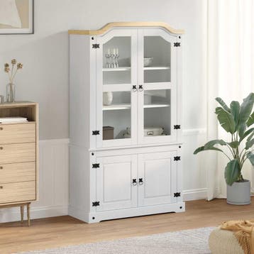 vidaXL Display Kast Wit 103.5 x 42 x 180 cm Massief, Huis en Inrichting, Kasten | Dressoirs, Verzenden, Nieuw