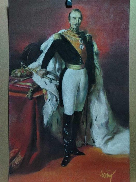 Domingo Alvarez Gomez (1942) - Portrait of Napoleon III, Antiek en Kunst, Kunst | Schilderijen | Klassiek