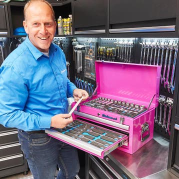 Datona Gereedschapskist drie lades - 4 lades gevuld - roze, Ophalen of Verzenden